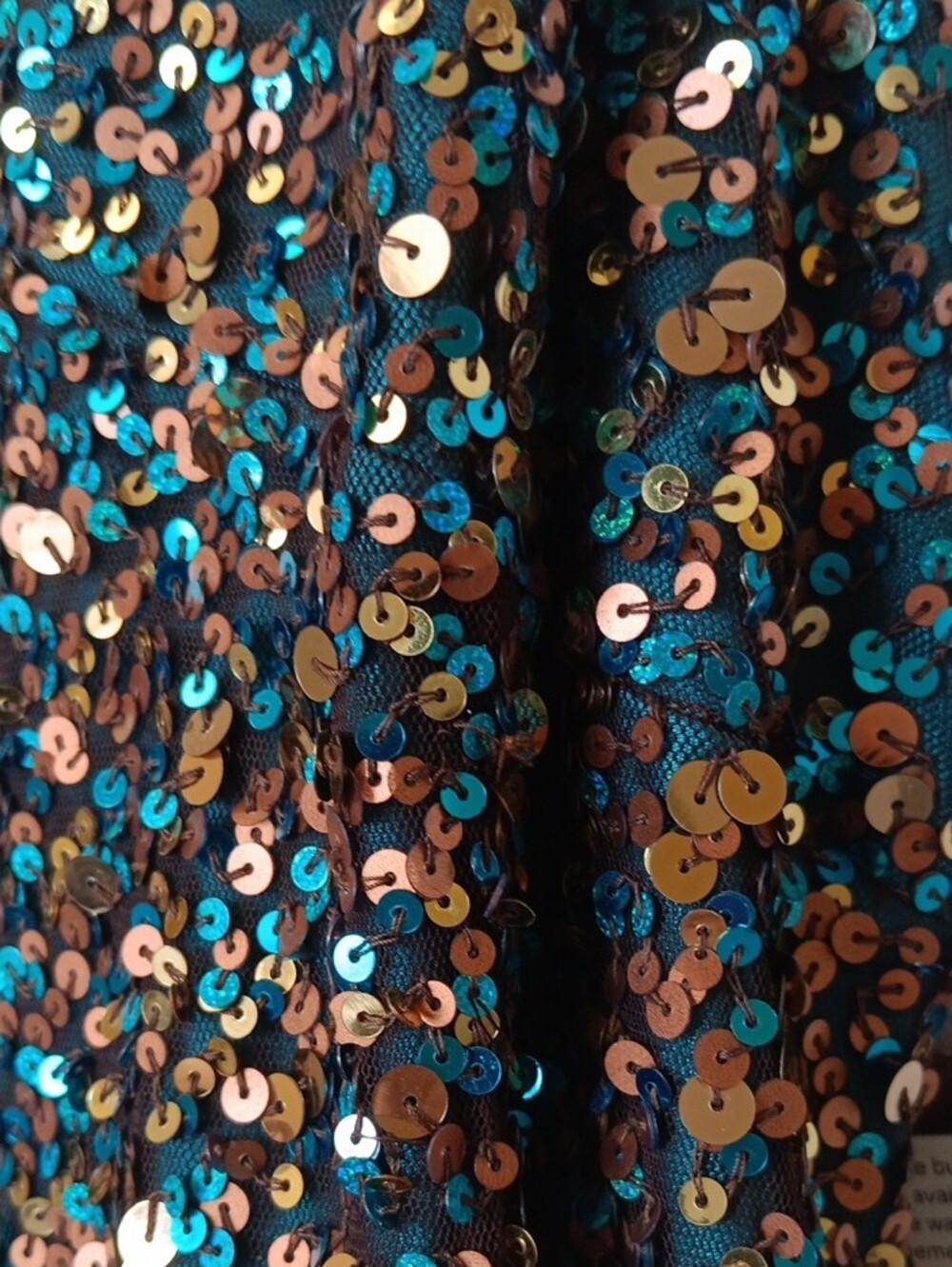 Scala Teal & Brown Sequin Strappy Maxi Gown - Picture 12 of 13